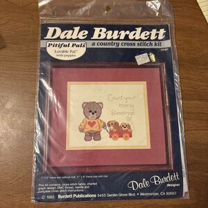 Vtg Dale Burdett Cross Stitch Kit Pitiful Pals Count Your Many Blessings 1985